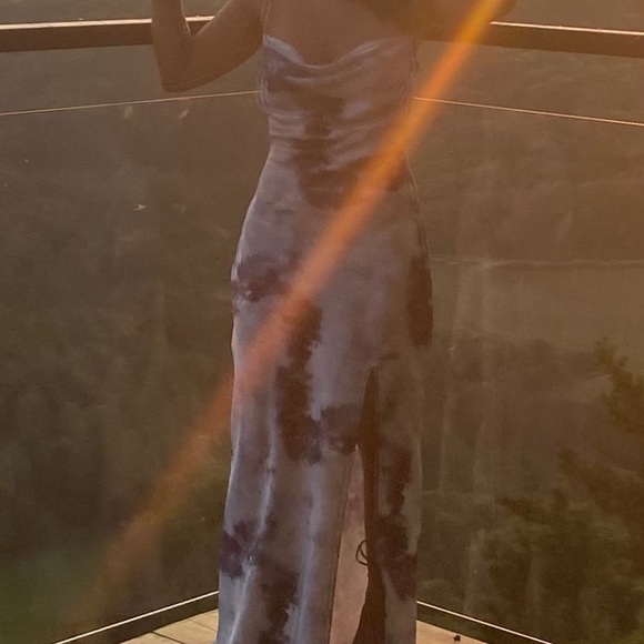 Tie dye silky maxi slit slip dress - REVOLVE superdown brand. Worn once - Picture 2 of 7